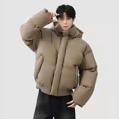 极限涡轮 座山雕可拆卸面包服宽松纯色保暖痞帅派克棉服 男女同款