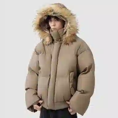 极限涡轮 座山雕可拆卸面包服宽松纯色保暖痞帅派克棉服 男女同款