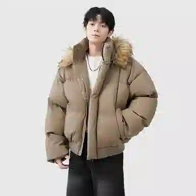 极限涡轮 座山雕可拆卸面包服宽松纯色保暖痞帅派克棉服 男女同款