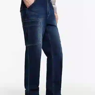 九牧王男裤专家 时尚舒适简约百搭直筒牛仔裤 男款 牛仔蓝