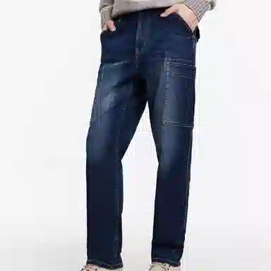 九牧王男裤专家 时尚舒适简约百搭直筒牛仔裤 男款 牛仔蓝