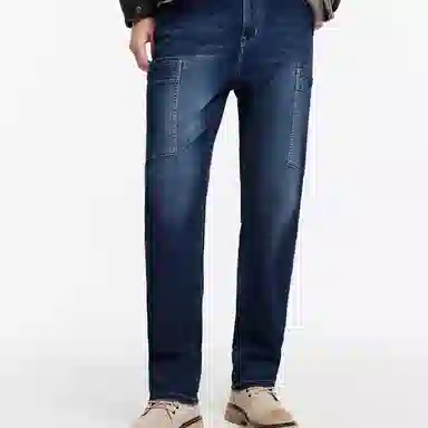 九牧王男裤专家 时尚舒适简约百搭直筒牛仔裤 男款 牛仔蓝