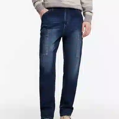 九牧王男裤专家 时尚舒适简约百搭直筒牛仔裤 男款 牛仔蓝