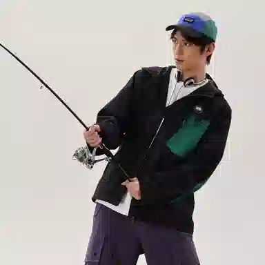 熊猫  户外山系撞色连帽单层  防水防风透气冲锋衣 男女同款