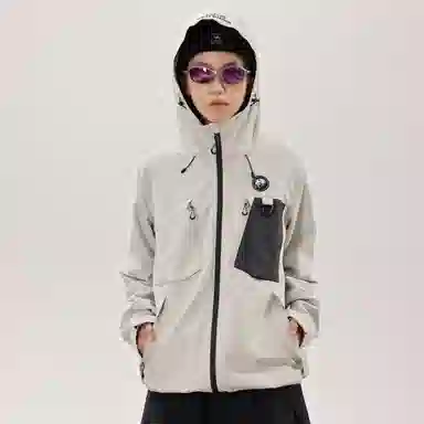 熊猫  户外山系撞色连帽单层  防水防风透气冲锋衣 男女同款