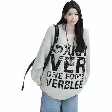 极限涡轮 美式复古字母提花圆领宽松重磅休闲保暖百搭针织衫 男女同款