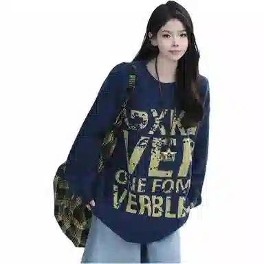 极限涡轮 美式复古字母提花圆领宽松重磅休闲保暖百搭针织衫 男女同款