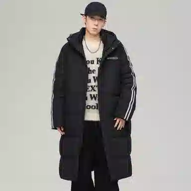 鸭鸭 户外运动通勤纯色经典加厚加绒防风抗寒锁温保暖性强重磅防风保暖可拆卸连帽潮流穿搭长款羽绒服 男女同款