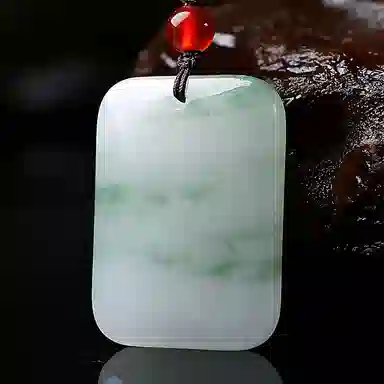 印象眸 玉无事牌 新中式古风经典无饰牌玉吊坠 天山翠 项链 男女同款情侣款 礼品 礼盒包装