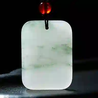 印象眸 玉无事牌 新中式古风经典无饰牌玉吊坠 天山翠 项链 男女同款情侣款 礼品 礼盒包装