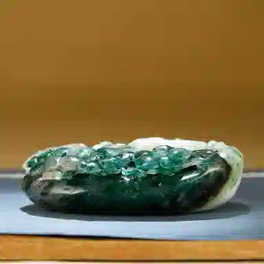 玉说  绶带鸟花朵天蓝绿白料 花前月下伉俪情深款 独山玉 玉石摆件雕件