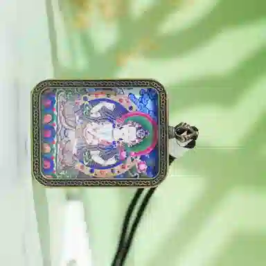 天台山 【天台山官方已祝福加持】天台山四臂观音唐卡观音菩萨唐卡招财转运诸事顺遂好运复古小众 合金 吊坠 男女同款情侣款