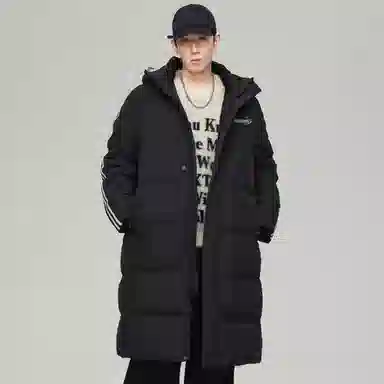 鸭鸭 户外运动通勤纯色经典加厚加绒防风抗寒锁温保暖性强重磅防风保暖可拆卸连帽潮流穿搭长款羽绒服 男女同款