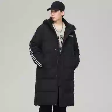 鸭鸭 户外运动通勤纯色经典加厚加绒防风抗寒锁温保暖性强重磅防风保暖可拆卸连帽潮流穿搭长款羽绒服 男女同款