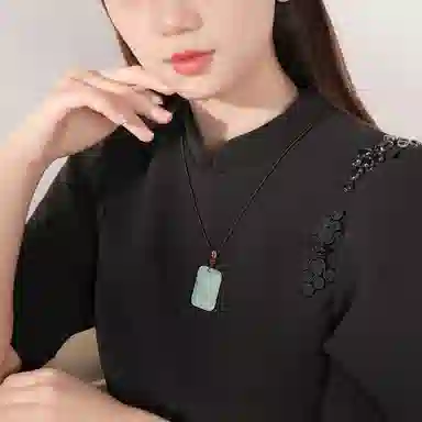 印象眸 玉无事牌 新中式古风经典无饰牌玉吊坠 天山翠 项链 男女同款情侣款 礼品 礼盒包装