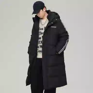 鸭鸭 户外运动通勤纯色经典加厚加绒防风抗寒锁温保暖性强重磅防风保暖可拆卸连帽潮流穿搭长款羽绒服 男女同款