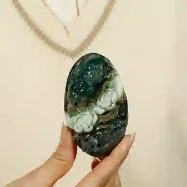 玉说 鸳鸯荷花 天蓝绿白百年好合款 独山玉 玉石摆件雕件