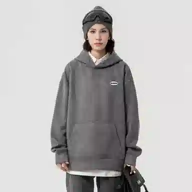 大卫贝肯 美式复古简约字母印花休闲宽松重磅百搭舒适连帽套头卫衣 男女同款