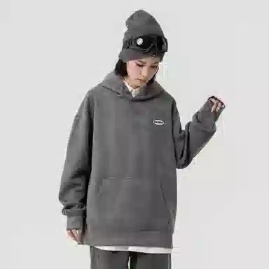 大卫贝肯 美式复古简约字母印花休闲宽松重磅百搭舒适连帽套头卫衣 男女同款