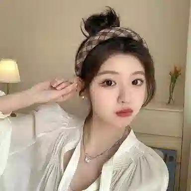 彤彤兔 格子复古海绵高颅顶显脸小时尚头箍外出百搭发饰 涤纶 发箍 女款