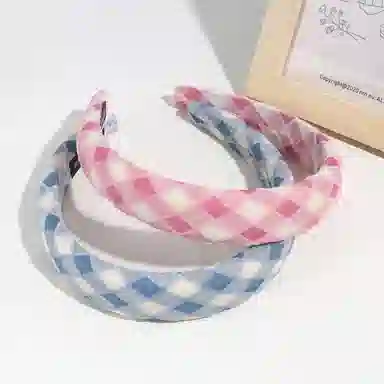 彤彤兔 格子复古海绵高颅顶显脸小时尚头箍外出百搭发饰 涤纶 发箍 女款