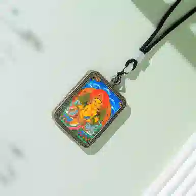 天台山 【天台山官方已祝福加持】天台山藏式国朝唐卡新中式黄财神扎基拉姆好运 合金 吊坠 男女同款情侣款