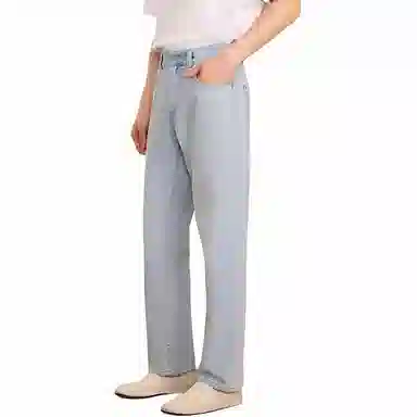 速写 纯色直筒时尚棉质牛仔裤 男款 牛仔洗兰
