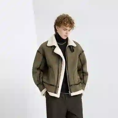 WILD LEADER Suede Jacket Khaki