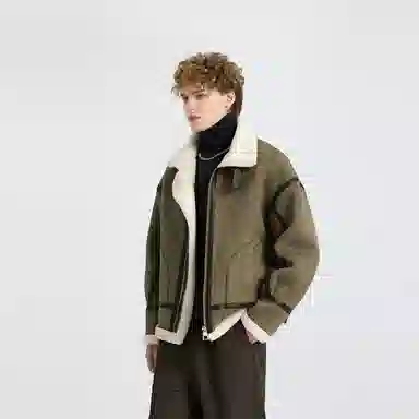 WILD LEADER Suede Jacket Khaki