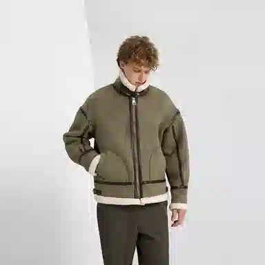 WILD LEADER Suede Jacket Khaki