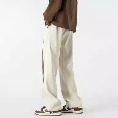 敦煌博物馆 美式潮流基础款松紧系带铆钉户外出行简约百搭宽松直筒垂感大码休闲裤 男女同款