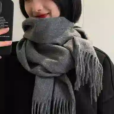 优幽兰 韩版百搭纯色高级感冬季加厚保暖高级感两用 时尚小众设计感流苏秋冬氛围感穿搭 绒线围巾 男女同款情侣款