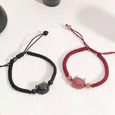 【大富大贵】 镯瑾 招财纳福猫咪平安扣转运珠 吉祥如意无限#好运新中式国潮诸事顺利运气爆棚手饰 琉璃 手链 男女同款情侣款