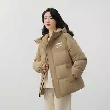 鸭鸭 新年战袍简约加厚保暖休闲宽松套头无性别连帽暗黑羽绒服 男女同款