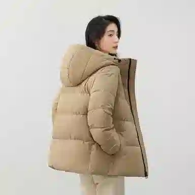 鸭鸭 新年战袍简约加厚保暖休闲宽松套头无性别连帽暗黑羽绒服 男女同款