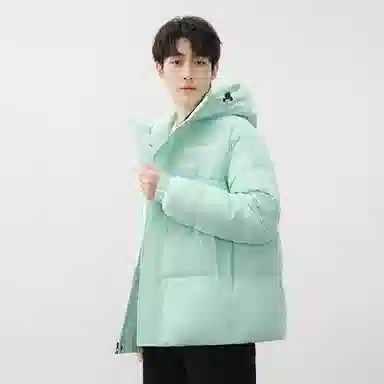 鸭鸭 新年战袍简约加厚保暖休闲宽松套头无性别连帽暗黑羽绒服 男女同款