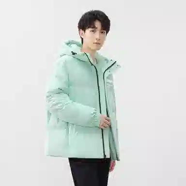 鸭鸭 新年战袍简约加厚保暖休闲宽松套头无性别连帽暗黑羽绒服 男女同款