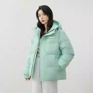 鸭鸭 新年战袍简约加厚保暖休闲宽松套头无性别连帽暗黑羽绒服 男女同款