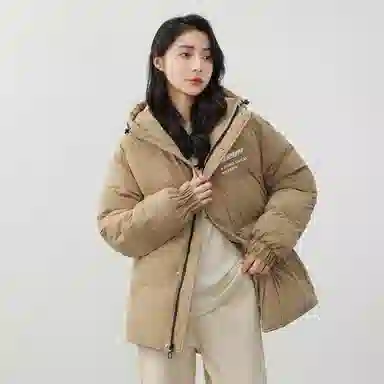 鸭鸭 新年战袍简约加厚保暖休闲宽松套头无性别连帽暗黑羽绒服 男女同款