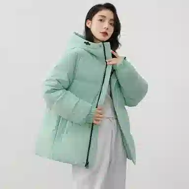 鸭鸭 新年战袍简约加厚保暖休闲宽松套头无性别连帽暗黑羽绒服 男女同款