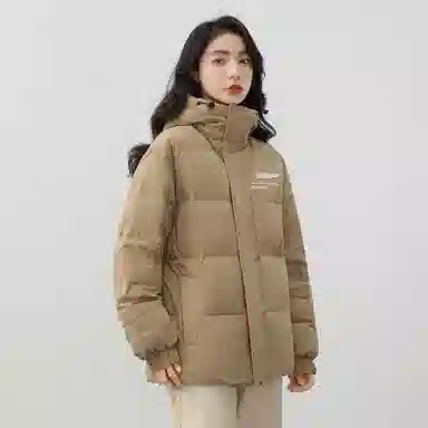 鸭鸭 新年战袍简约加厚保暖休闲宽松套头无性别连帽暗黑羽绒服 男女同款