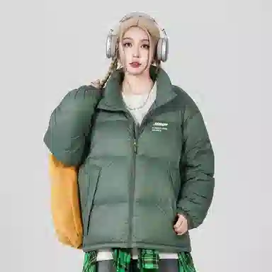 鸭鸭 新年战袍简约加厚保暖休闲宽松套头无性别连帽暗黑羽绒服 男女同款