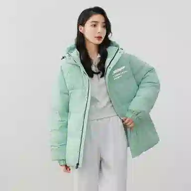 鸭鸭 新年战袍简约加厚保暖休闲宽松套头无性别连帽暗黑羽绒服 男女同款