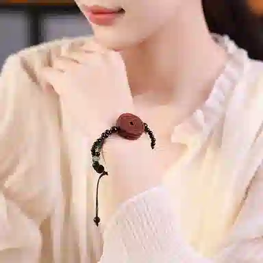 木盛缘 高油高密木山鬼花钱文玩 血檀 手链 男女同款情侣款