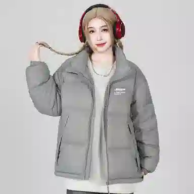 鸭鸭 新年战袍简约加厚保暖休闲宽松套头无性别连帽暗黑羽绒服 男女同款
