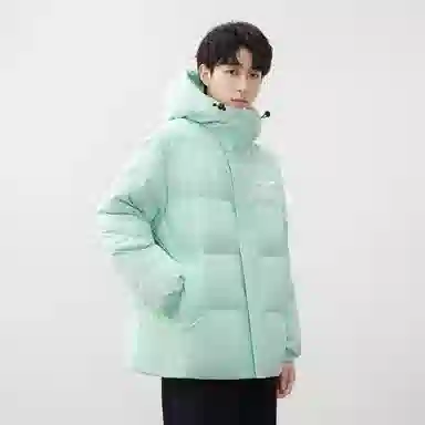 鸭鸭 新年战袍简约加厚保暖休闲宽松套头无性别连帽暗黑羽绒服 男女同款