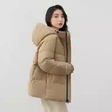 鸭鸭 新年战袍简约加厚保暖休闲宽松套头无性别连帽暗黑羽绒服 男女同款