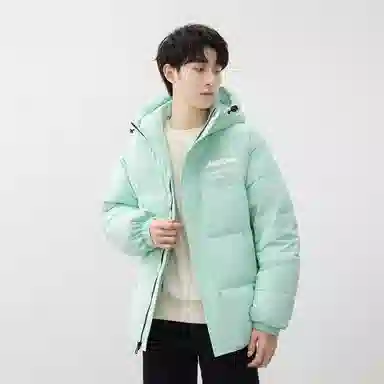 鸭鸭 新年战袍简约加厚保暖休闲宽松套头无性别连帽暗黑羽绒服 男女同款