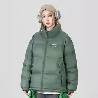 鸭鸭 新年战袍简约加厚保暖休闲宽松套头无性别连帽暗黑羽绒服 男女同款