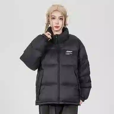 鸭鸭 新年战袍简约加厚保暖休闲宽松套头无性别连帽暗黑羽绒服 男女同款